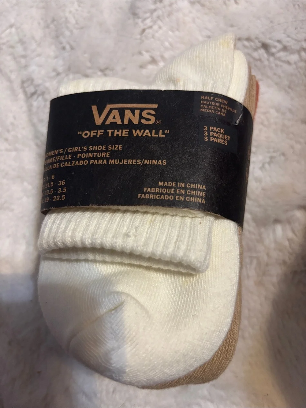 Vans Girls 3 pack  half crew socks